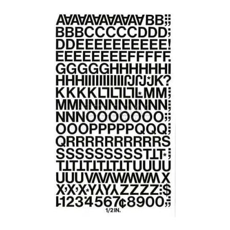 Chartpak Chartpak Vinyl Letters & Numbers, CHA01010, 1/2"H, Black, Helvetica Font, 201 Pcs 1010**